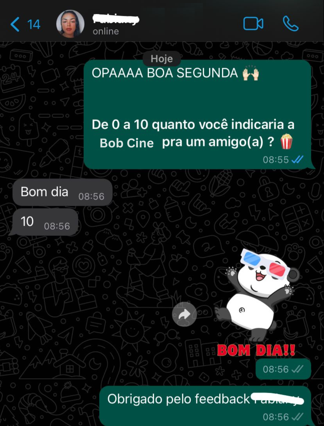 Foto de um cliente satisfeito com o BOB CINE HD